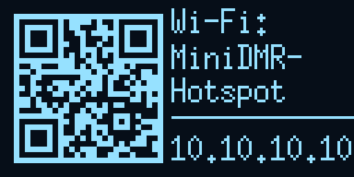 Экран хотспота без сети: QR для подключения к точке доступа MiniDMR-Hotspot и адрес панели 10.10.10.10